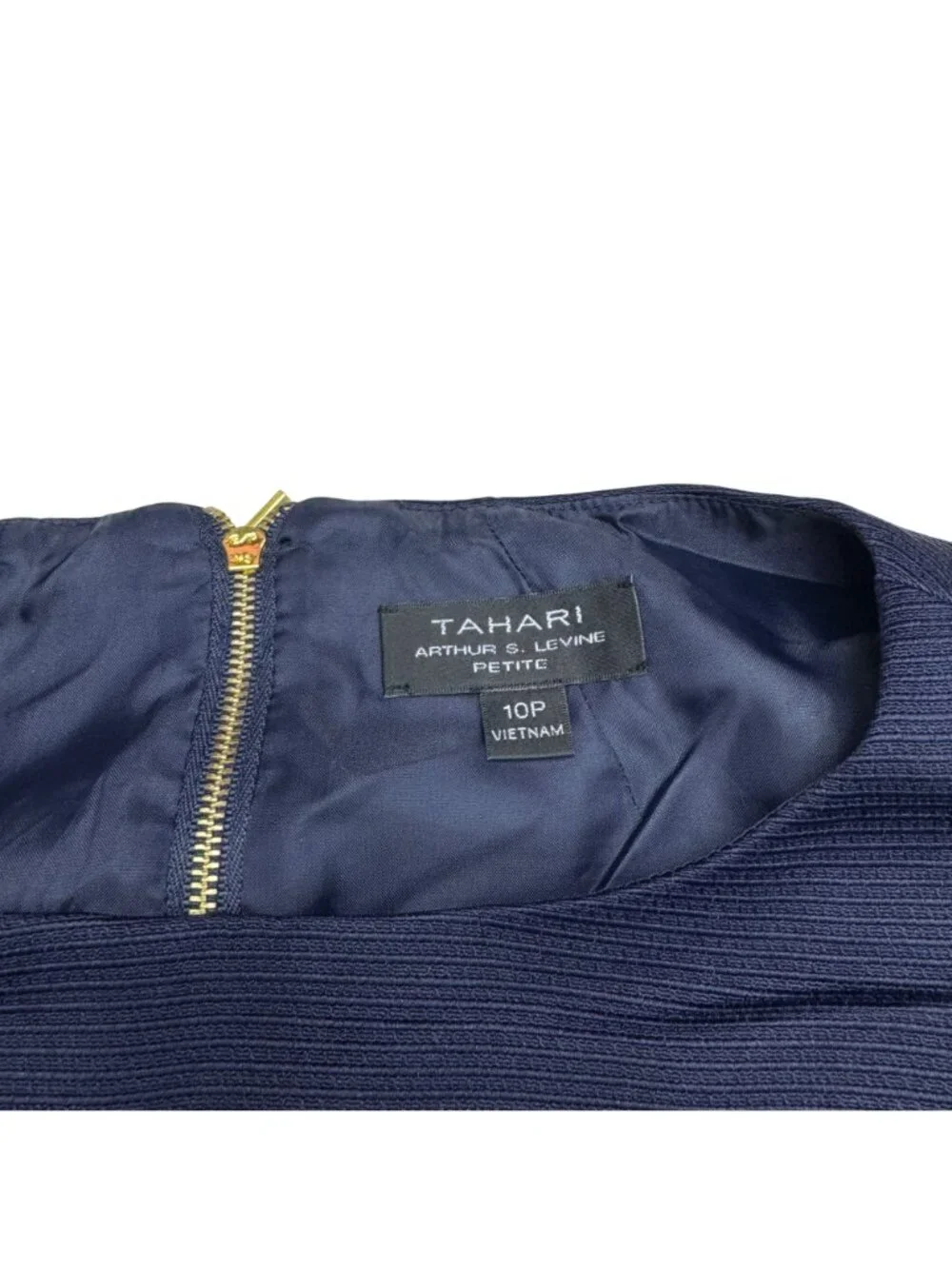 Tahari Petite Women's Navy Blue Sleeveless Dress Bow Detail, Size 10P - Picture 4 of 9